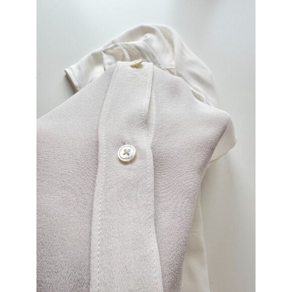 EVERLANE Ivory Silk Crepe De Chine Sleeveless Classic Button Up Blouse, Size 12 - Picture 10 of 13